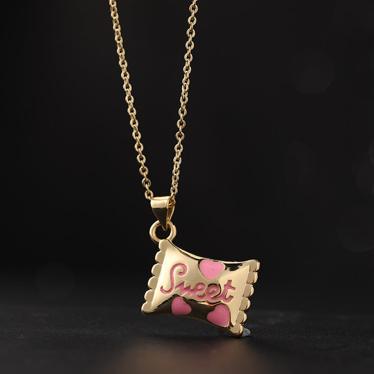 Halloween Gift Drop Oil Golden Candy Pendant Necklace