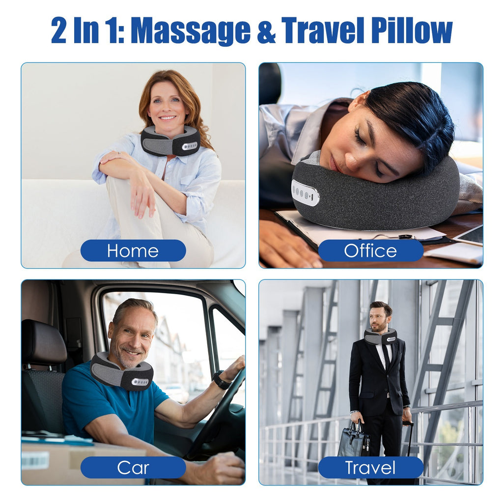 1Pc 2 In 1 Neck Massager Pillow With Heat Electric Memory Foam Travel Pillow Shiatsu Neck Massager With 3 Speeds Timer For Home Office Travel
