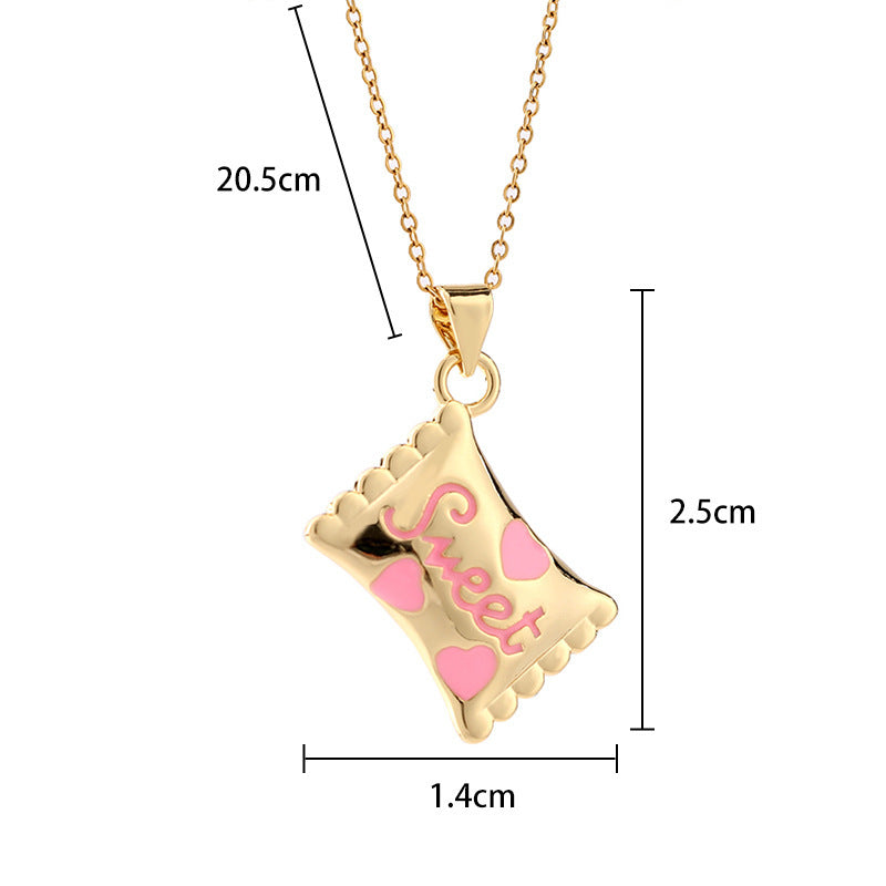 Halloween Gift Drop Oil Golden Candy Pendant Necklace