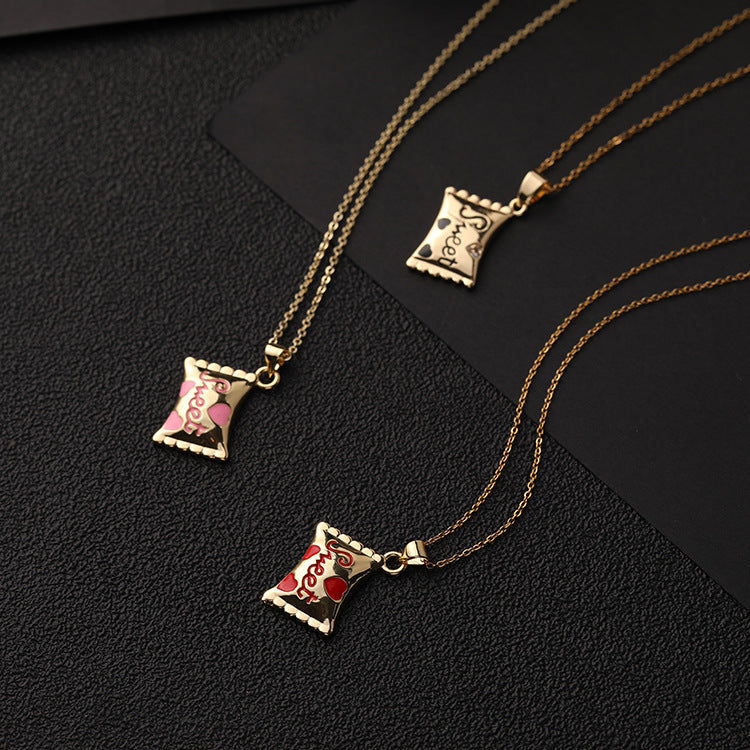Halloween Gift Drop Oil Golden Candy Pendant Necklace