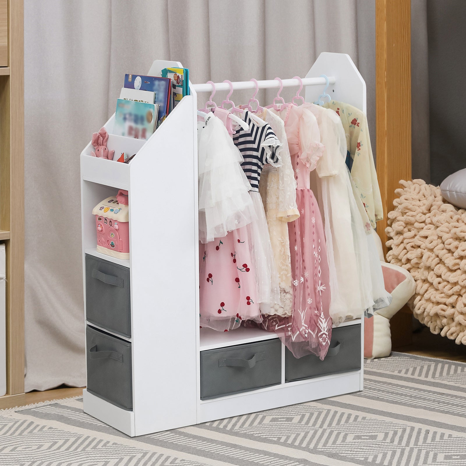 Children's Clothing Storage Racks, Clothing Racks, Children's Wardrobes, Open Hanging Wardrobes With Mirrors