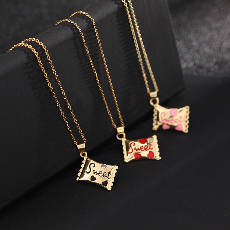 Halloween Gift Drop Oil Golden Candy Pendant Necklace