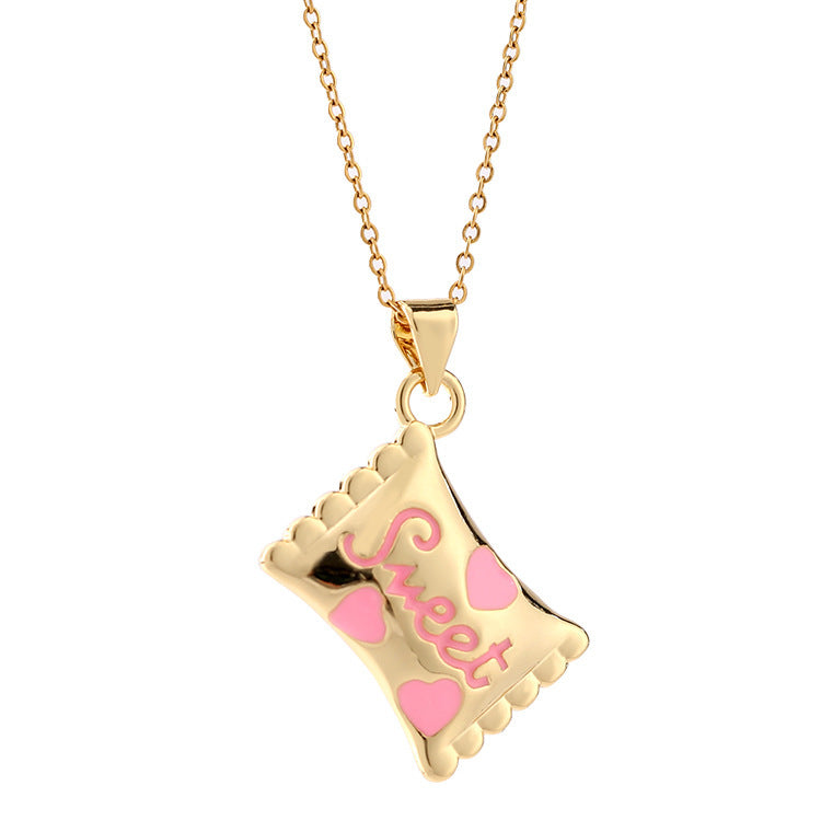 Halloween Gift Drop Oil Golden Candy Pendant Necklace