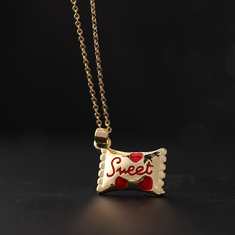Halloween Gift Drop Oil Golden Candy Pendant Necklace