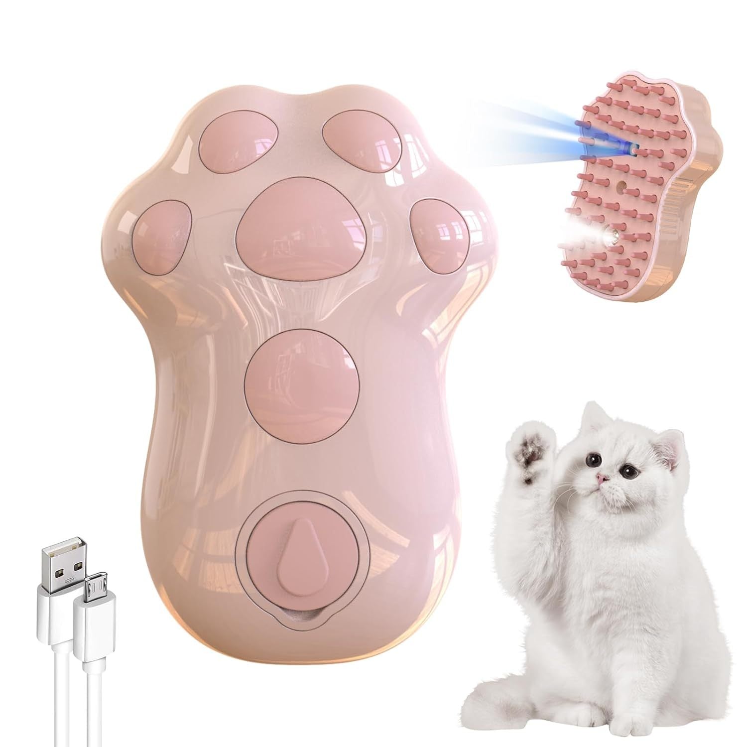 Self-Cleaning Cat Steam Brush For Shedding 4 In-1 Pet Grooming Massage