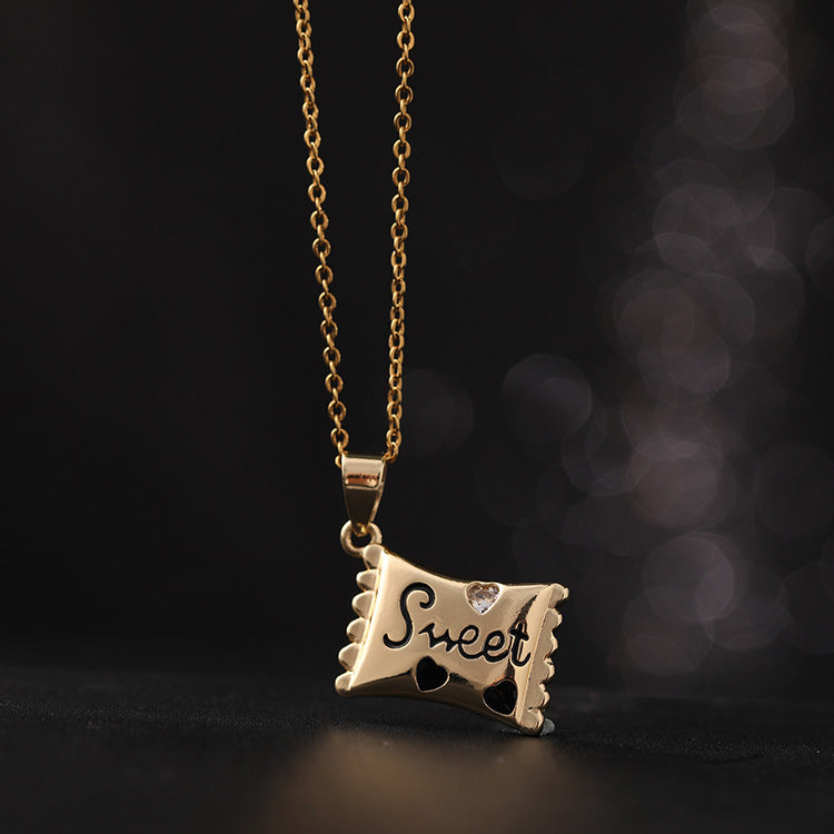 Halloween Gift Drop Oil Golden Candy Pendant Necklace